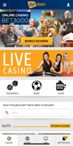 Bet3000 Casino Mobile Startseite