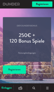 Dunder Casino Mobile Startseite